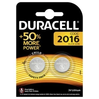DURACELL - LITHIUM BUTTON CELL 3 V DL2016 BL2 - 2 pcs