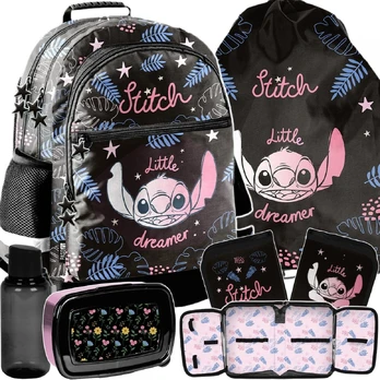 Stitch mokyklinė kuprinė, 5 dalių komplektas be priemonių