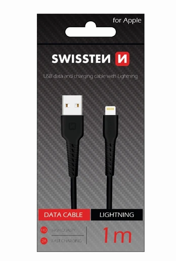 Swissten USB - Lightning 1.0m juoda
