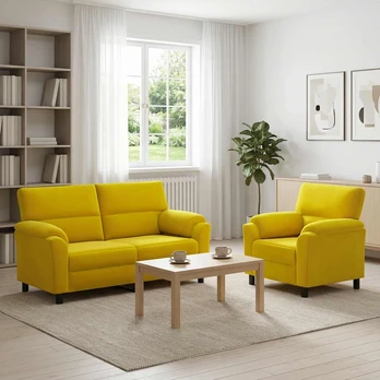Sofa Sofos komplektas 2 vnt. Geltona Aksomas
