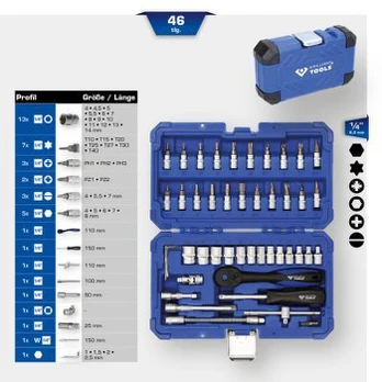 Galvučių komplektas Brilliant Tools 1/4", 46 vnt.
