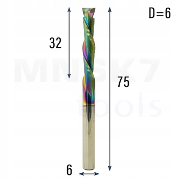 Spiralinė kompresinė Cnc freza Tin 2p 6*6*32*75 Vhm (huhao)