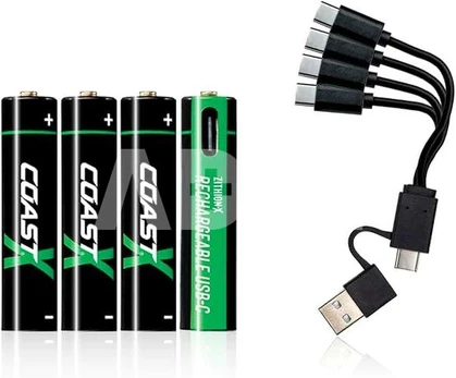 1x4 Coast Zithion-X Micro AAA Akku USB-C Ladeanschl.