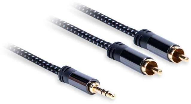 Kabelis Jack 3,5 mm - 2xRCA (M) stereo, Długość: 1,5m AQ Premium
