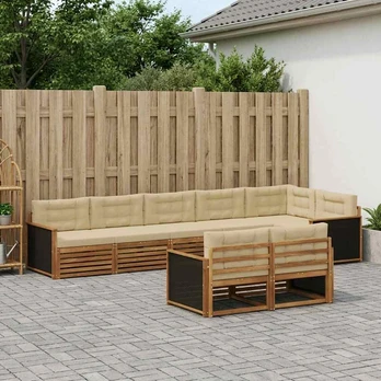 Lauko sofos komplektas su pagalve 8 pcs Natūralus ir bežinis