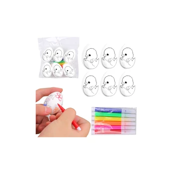 Lean Toys Easter Styrofoam Eggs For Painting Markers Chicken In Egg 6pcs