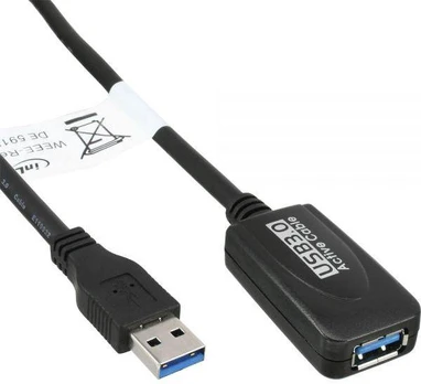 Kabelis USB InLine USB-A - USB-B 5 m Juodas (35650)