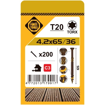 Medsraigčiai Forte Tools, 4.2 x 65 mm, ruda, 200 vnt.
