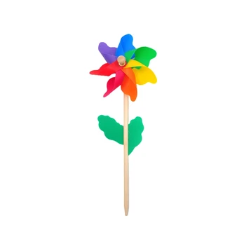 Vėjo malūnėlis mediniu kotu, 37 cm