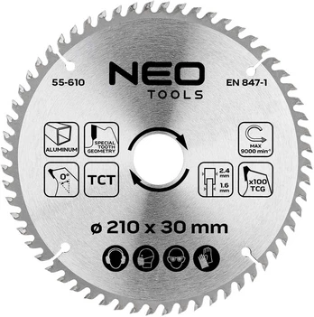 Neo Tools Diskinio pjovimo diskas, Widia, 210 x 30 mm, 100 dantų, aliuminio