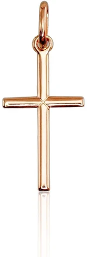 Auksinis pakabukas kryželis. Metalas: Raudonas Auksas. Praba: 585°. - 0.59 g. - 27 mm.