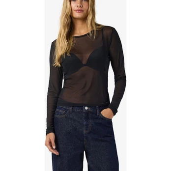 Palaidinės moterims, Juoda, NMJUDITH L/S MESH TOP