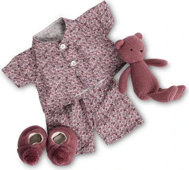Smallstuff - Doll clothing, pyjamas with teddy/ slippers