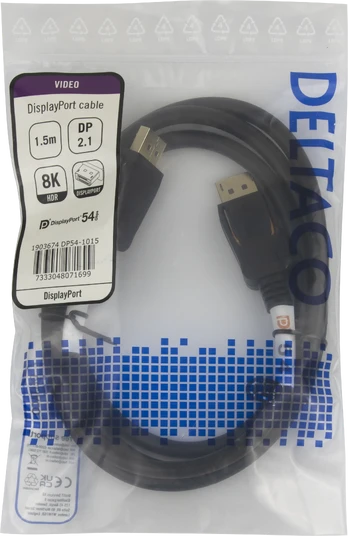 „DELTACO“ „DisplayPort“ kabelis, DP 2.1a, DP54, 1,5 m / DP54-1015 / 1903674