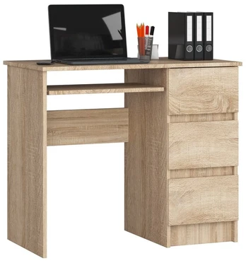 Rašomasis stalas NORE A6, dešininis, 90x50x77 cm, rudas