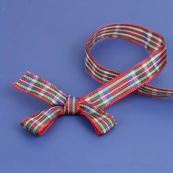 Dovanų juostelė, Christmas Plaid No. 2 1cm