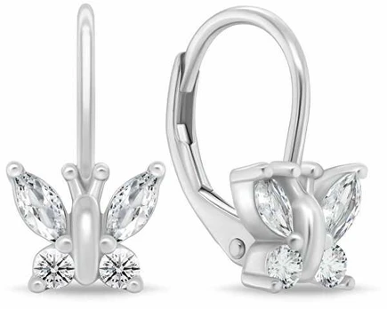 Brilio Silver Sidabrinis dangle earrings Butterfly with zircons EA1250W