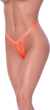 Oranžinis Magic Silk Exposed Mesh Thong S/M Oranžinis - Split Strap Design