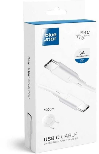 Laidas, 2 x USB-C, 1.2 m, balta