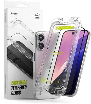 Ringke Grūdintas stiklas RINGKE EASY SLIDE 2-PACK IPHONE 15 / 16 Juodas