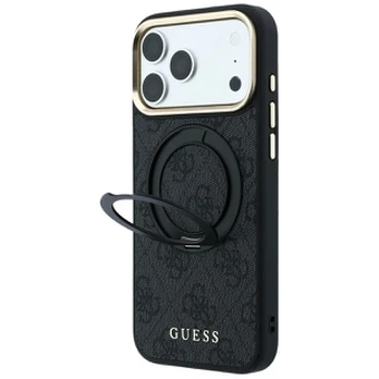 Dėklas Guess PU 4G Ring Stand MagSafe Apple iPhone 18 Pro Max juodas