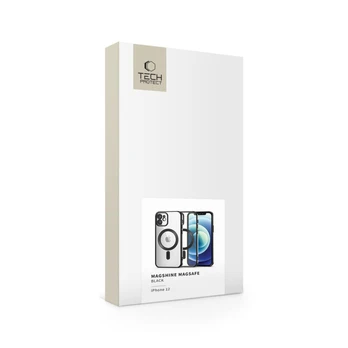 Juodas / skaidrus dėklas Apple iPhone 12 telefonui "Tech-Protect Magshine Magsafe"
