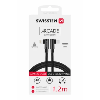 Swissten Angled Arcade USB-C - Lightning 1.2m juoda