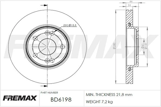 Stabdžių diskas FREMAX BD-6198