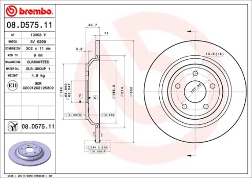 BREMBO 08.D575.11 Brake Disc
