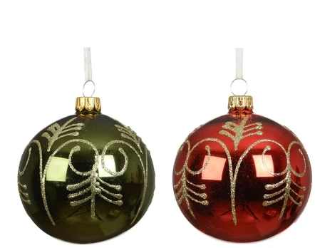 Christmas Tree toy Decoris Luxury. red/žalias. glass