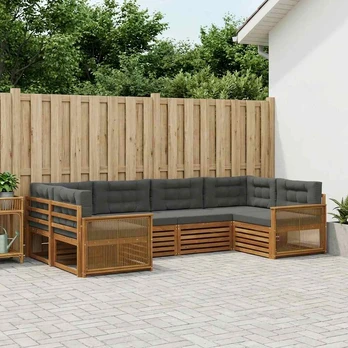 Lauko sofos komplektas su pagalve 6 pcs Natūralus ir antracitas