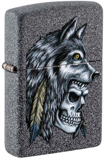 Žiebtuvėlis Zippo 29863 Wolf Skull Feather Design