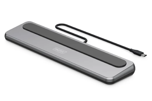 DIGITUS Docking USB-C->HDMI,DP,USBA,USBC,RJ45,PD sidabrinis