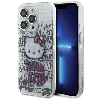 Hello Kitty IML Kitty On Bricks Graffiti dėklas iPhone 15 Pro - baltas