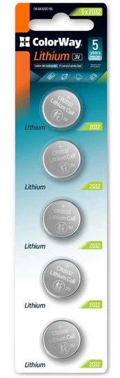 Colorway Lithium battery CR2032/ 3V/ 5pcs in pack/ Blister