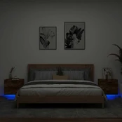 Sieninės naktinės spintelės su LED, 2vnt., dūminio ąžuolo kaina