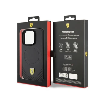 Ferrari Carbon Metal Logo MagSafe Back Case for Apple iPhone 15 Pro