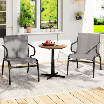 Lauko kėdė juoda–pilka 2 vnt.