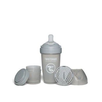 Twistshake buteliukas antikolikinis Pro Double 260ml pilkas 79026