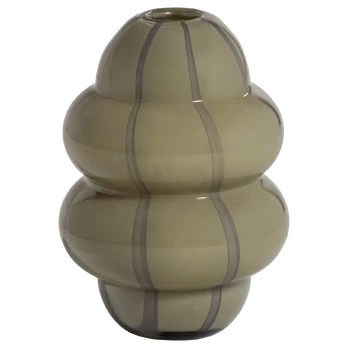 KENCY VASE GLASS GREEN WITH STRIPE GREY