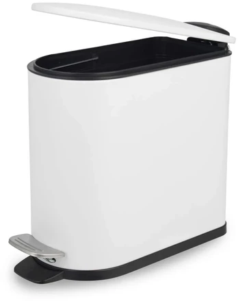 Beldray LA036690WHTPEU7 Slimline D-Shaped Pedal Bin 5-Litre, Baltas