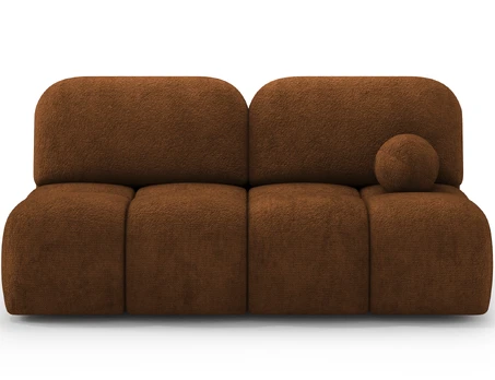 Nuwia sofa with sleeping function and storage box, brick red plush upholstery, Modern, Brick red