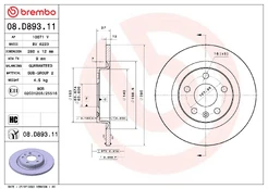 BREMBO 08.D893.11 Brake Disc kaina