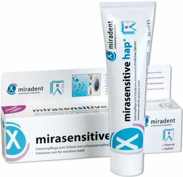 Dantų šepetėlis Miradent Mirasensitive HAP+ dantų pasta 50 ml