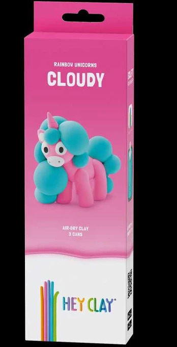 HEY CLAY Modeliuojantis molis Unicorn Cloudy 3 vnt