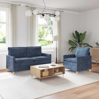 Sofa Sofos komplektas 2 pcs Mėlyna Poliesteris