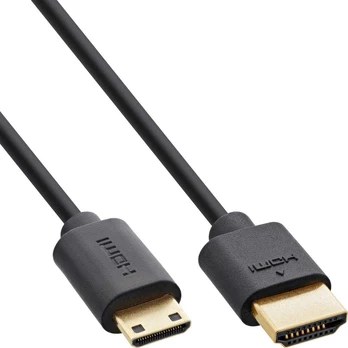 Kabelis InLine® Slim Ultra High Speed HDMI Cable AM/CM (Mini) 8K4K auksinis plated juodas 1m
