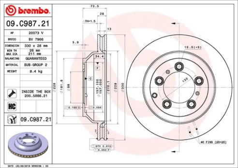 BREMBO 09.C987.21 Brake Disc