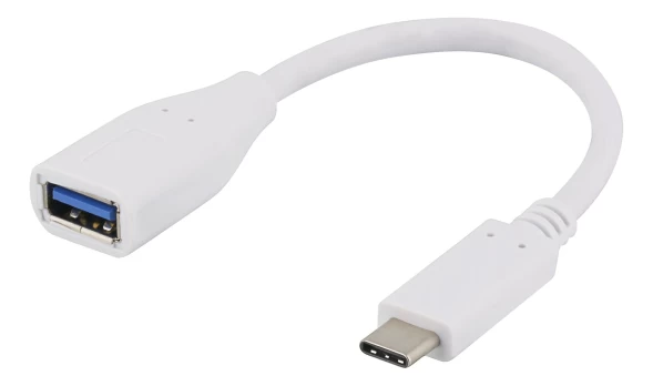 DELTACO USB adapteris, USB 3.1 C tipo - A tipo, Gen 1, 15 cm, baltas
