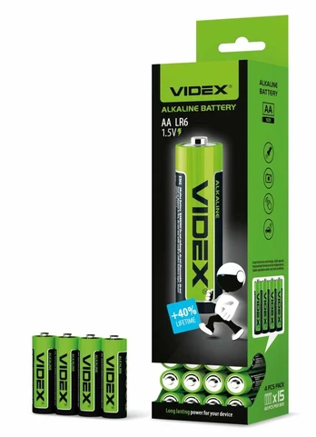 Baterijos AA VIDEX (60 vnt.) Alkaline, 1.5V, 2600mAh